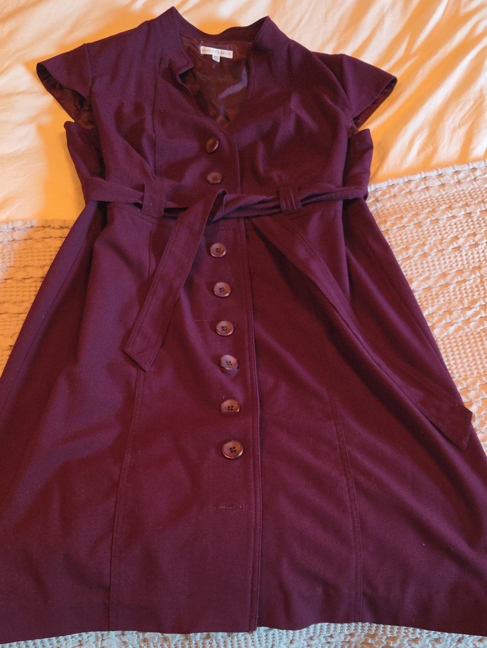 Sandra Darren Button-Front Midi Dress in Deep Plum